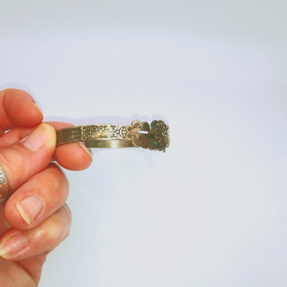 Sterling silver native American bracelet signed sanford
